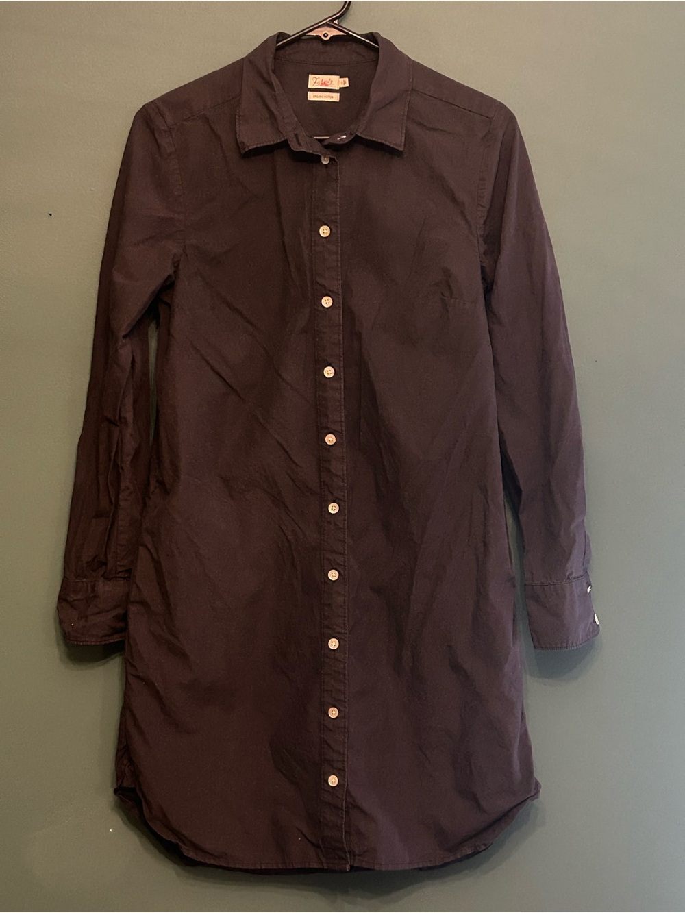 Faherty Organic Cotton Button Down Relaxed Mini Shirtdress Black Small